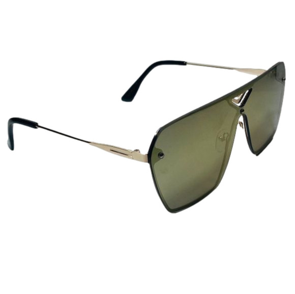 6041 | Gold/Green Rimless Shield Sunglasses - Picture 2 of 6